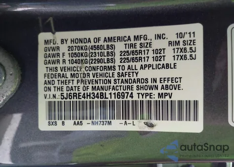 2011 Honda Cr-V Lx z USA, uszkodzony, nr VIN 5J6RE4H34BL116974